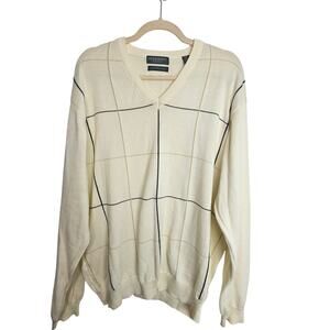 Lyle & Scott Scotland Windowpane Pullover Sweater Sz XL Classic Preppy Academia